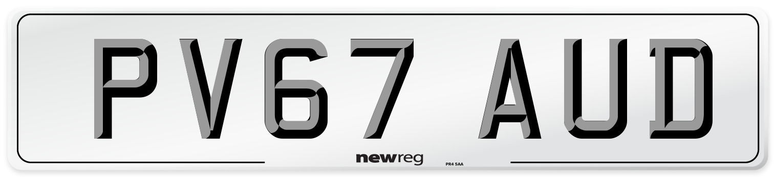 PV67 AUD Number Plate from New Reg